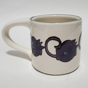 Evandale Purple Cat Mug Cat Playing with Mouse Cute Pottery
